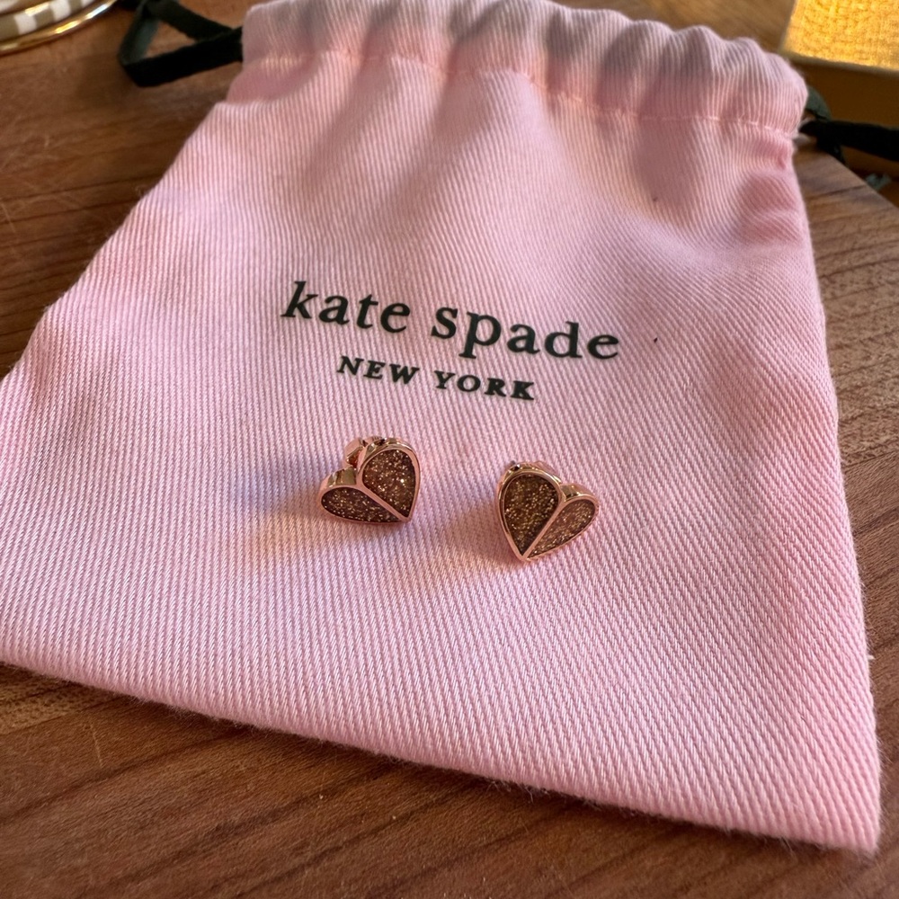 Kate Spade Rose Gold Heart Stud Earrings